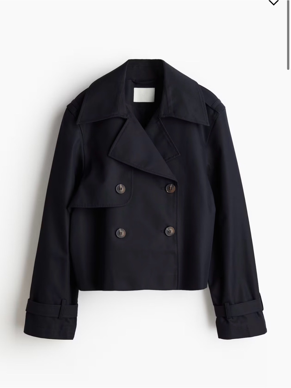 H&M Women's Black Cropped Double-Breasted Trench Coat